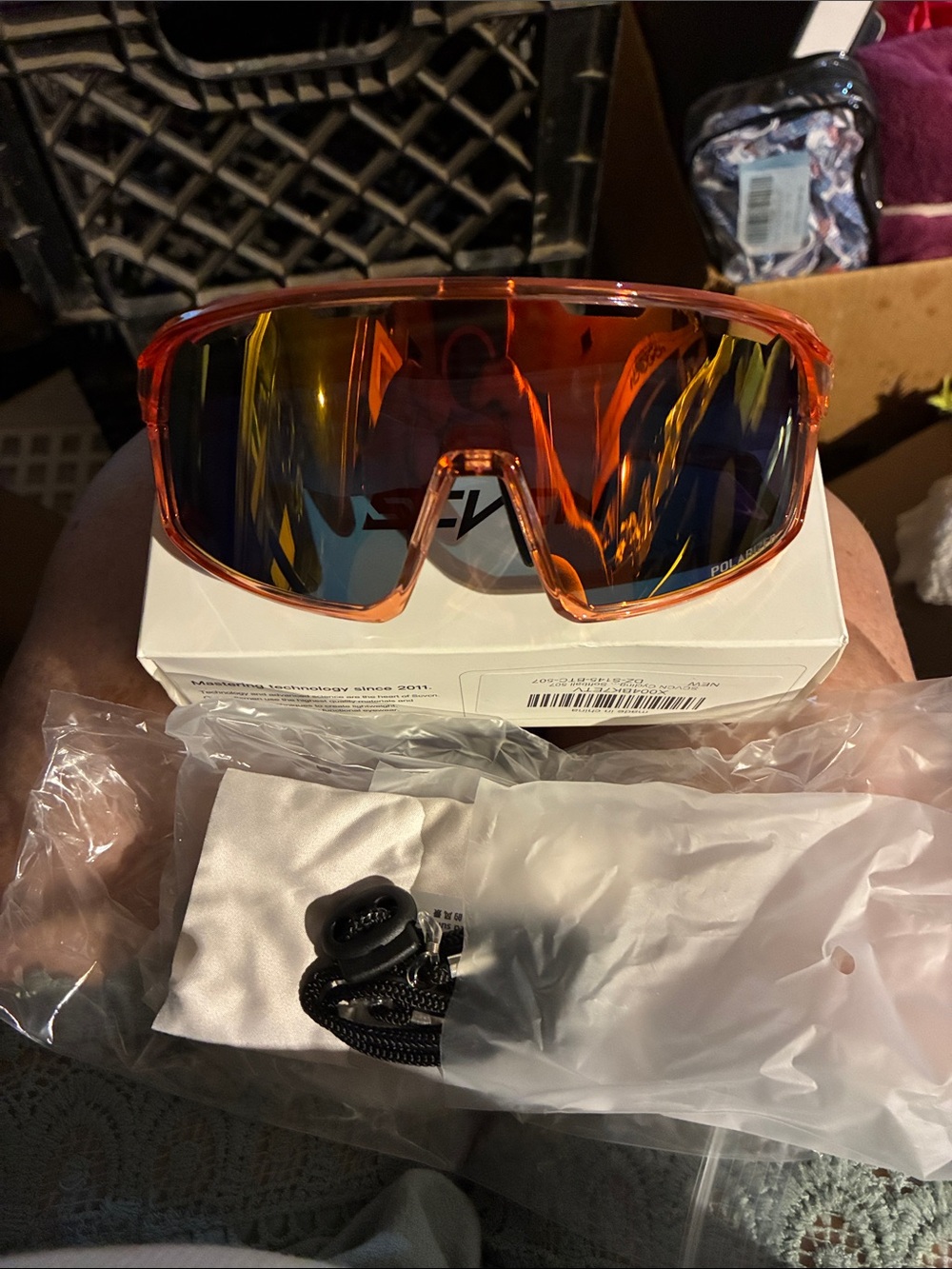 Orange Mirrored Sport Sunglasses with Polarized Lens